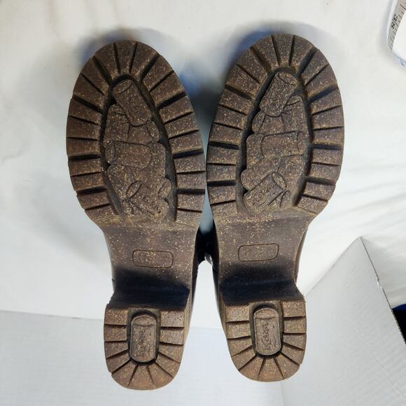 Korks Elsie 10 Chocolate Brown Faux Leather Pull On Ankle Boots Chunky Lug Sole - Picture 6 of 10